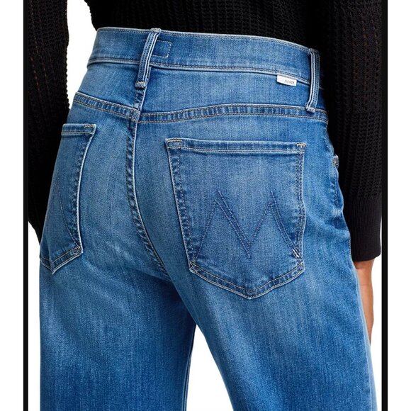 Mother The Rambler Zip Sneak Straight Leg Blue Jeans Size 25 in Lhasa Love - Picture 4 of 7